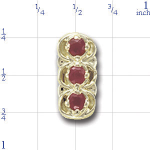 B1188 14K SLIDE WITH ROUND BURMESE RUBIES 